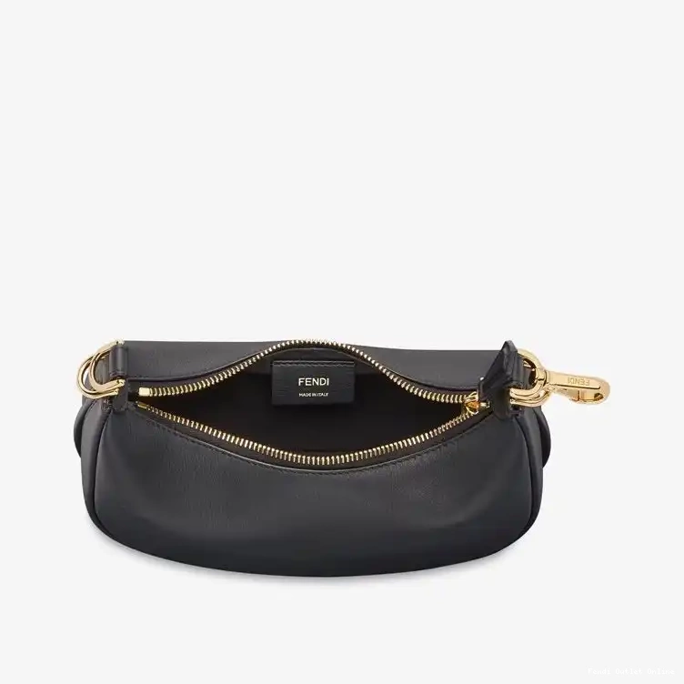 Cheap Calf Fendi Leather Fendigraphy Black Bag Mini In Hobo 0505
